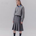 Trendy casual girl pleated decorative wool mini skirt