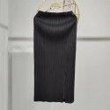 Spring/Summer Pleated Casual Fashion Versatile Temperament Commuting Front Split Half Skirt