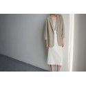 Physique High Waist Over Knee Back Split Half Dress Beige Gentle and Stylish, Easy to Wear Bottom 