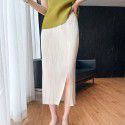 Spring/Summer Pleated Casual Fashion Versatile Temperament Commuting Front Split Half Skirt