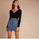 Autumn and Winter New Denim Half Skirt High Waist Slim Fit Mini Short Skirt Versatile and Simple Women