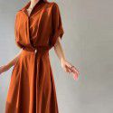 Design sense New French niche shirt dress Women's spring commuting haute couture long skirt Elegant and slim skirt