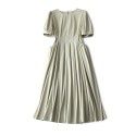 Waist tightening and slimming with bubble sleeves, Sen style women's high waisted dress, round neck, casual and gentle style dress, children