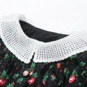 Fragmented Flower Dress New French Fashion Design Sense Doll Neck Retro Print Dress Women