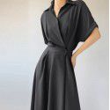 Design sense New French niche shirt dress Women's spring commuting haute couture long skirt Elegant and slim skirt