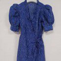 Early Spring New Ruffle Edge Abstract 3D Jacquard Wrapped Body Bubble Sleeve Women's Dress
