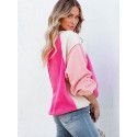 Winter Fashion New Suede Sweater Contrast Long Sleeve Round Neck Pullover