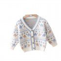 Cartoon sweater cardigan Korean version autumn/winter outfit baby knitted V-neck outerwear for children