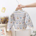 Cartoon sweater cardigan Korean version autumn/winter outfit baby knitted V-neck outerwear for children