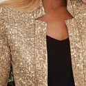 Women's gold sequin color matching short fashion casual women's coat 