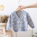 Cartoon sweater cardigan Korean version autumn/winter outfit baby knitted V-neck outerwear for children