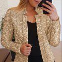 Women's gold sequin color matching short fashion casual women's coat 