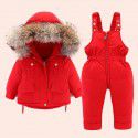 Children's down jacket set, new men and women's short hooded collar, baby and young children's Korean version thick coat 