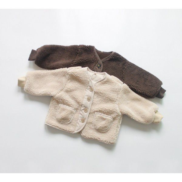 Children's model coat Hanban loose plush Gary coat boys and girls Icelandic plush thickened coat parent-child 