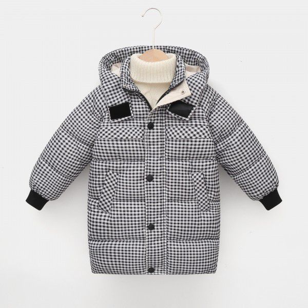 Children's cotton-padded clothes, medium and long thick baby cotton-padded jacket, autumn and winter Korean version coat, boys and girls' down cotton-padded clothes 