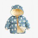 Baby's down cotton jacket, autumn and winter outdoor wear, foreign style plush hooded jacket, cute warm winter coat for boys and girls 