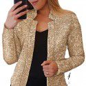 Women's gold sequin color matching short fashion casual women's coat 