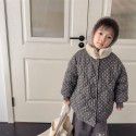 Children's cotton jacket, winter style, children's polka dot cotton jacket, girl's quilted plush jacket, plush collar, medium length cotton jacket 