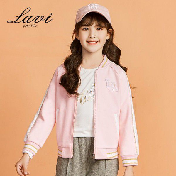 Spring new girls' coat loose and fashionable children's baseball suit comfortable sports top 