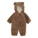 Boys and girls' cute floral imitation lamb wool jumpsuit jacket, children's solid color cotton suit