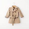 Boys' windbreaker coat Spring and autumn girls' coat medium length thickened coat British children's windbreaker 