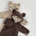 Boys and girls' cute floral imitation lamb wool jumpsuit jacket, children's solid color cotton suit