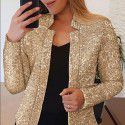 Women's gold sequin color matching short fashion casual women's coat 