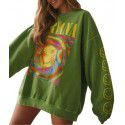 Autumn new long-sleeved printed pullover loose casual T-shirt sweater women 