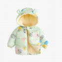 Baby's down cotton jacket, autumn and winter outdoor wear, foreign style plush hooded jacket, cute warm winter coat for boys and girls 