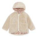 Boys and girls' cute floral imitation lamb wool jumpsuit jacket, children's solid color cotton suit