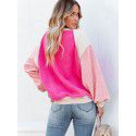 Winter Fashion New Suede Sweater Contrast Long Sleeve Round Neck Pullover