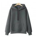 Cotton casual hooded pullover thickened plush solid color new spring and autumn versatile loose Japanese women's sweater 