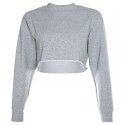 Women's New Solid Color Loose Slim Show Umbilical Base Long Sleeve Thin Sweater Coat 
