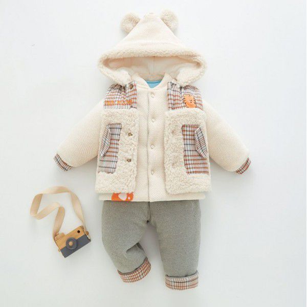 Baby Winter Split Set, Baby Thickened Outwear, Boy's Fashionable Vest, Cotton Coat