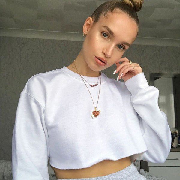 Women's New Solid Color Loose Slim Show Umbilical Base Long Sleeve Thin Sweater Coat 
