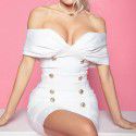 Summer Women's Sexy Party Off the Shoulder Bundle Waist Pack Hip Top Short Dress Dress Summer