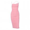 Autumn and winter mesh dress, women's sexy pleated pile up collar, buttocks wrapped suspender dress, dress