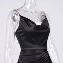 Open Back Dress Sexy Autumn Colored Split Mid Skirt Sling Dress