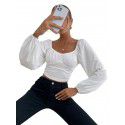 Women's Spring/Summer New Leisure Party Vacation Waist Collection Long sleeved Women's T-shirt Ultra Short Top