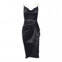 Open Back Dress Sexy Autumn Colored Split Mid Skirt Sling Dress