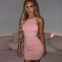 Women's hollowed out backpack, hip hanging neck skirt, long dress, dress