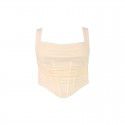 Suspender vest sexy mesh fishbone square neck pleated open back suspender top for women