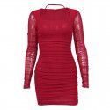 Women's sexy mesh pleated backless wall hanging tight wrap buttocks suspender dress summer dress for women