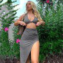 Women's sardine fish bone suspender short skirt two-piece set for women
