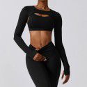 Sports camisole, long sleeved shawl, yoga suit, nude fitness suit, top, running sports cover up