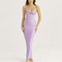 Women's dress sexy pile up collar satin fishbone pleated suspender long skirt