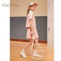 Girls' Set Summer Dress New Western Style Children's Summer Sports Polo Shirt Short sleeved Short Skirt Two piece Set for Big Kids