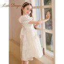 Summer girl's dress, big girl's bubble sleeve temperament princess skirt