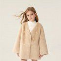 Children's fur jacket with fur and fur integrated new style girls imitation mink fur fur fur coat, medium length clothing for little girls