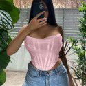 Summer Spicy Girl Women's Fashion Fishbone Mesh Bra Vest Women's Short Top